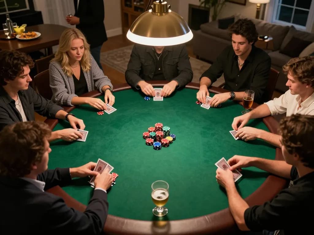 Engaging poker night with players at the table showcasing action on trang chủ okfun.
