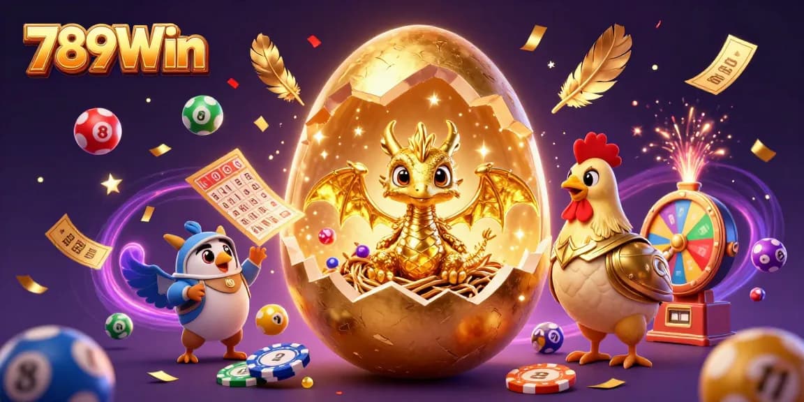 Experience the thrill of winning with 789Win's vibrant casino atmosphere, featuring a golden dragon and lottery elements.