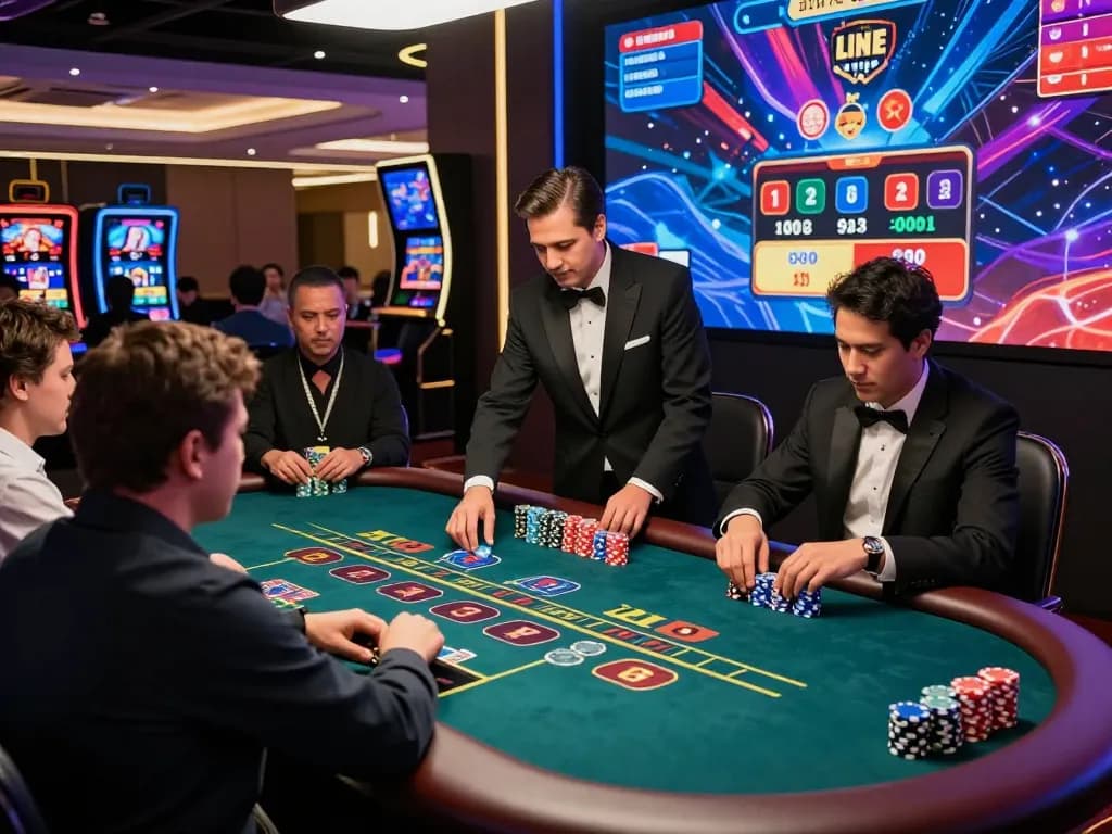 Exciting jeetbangla live casino scene with players enjoying baccarat and engaging dealers in a modern gaming environment.