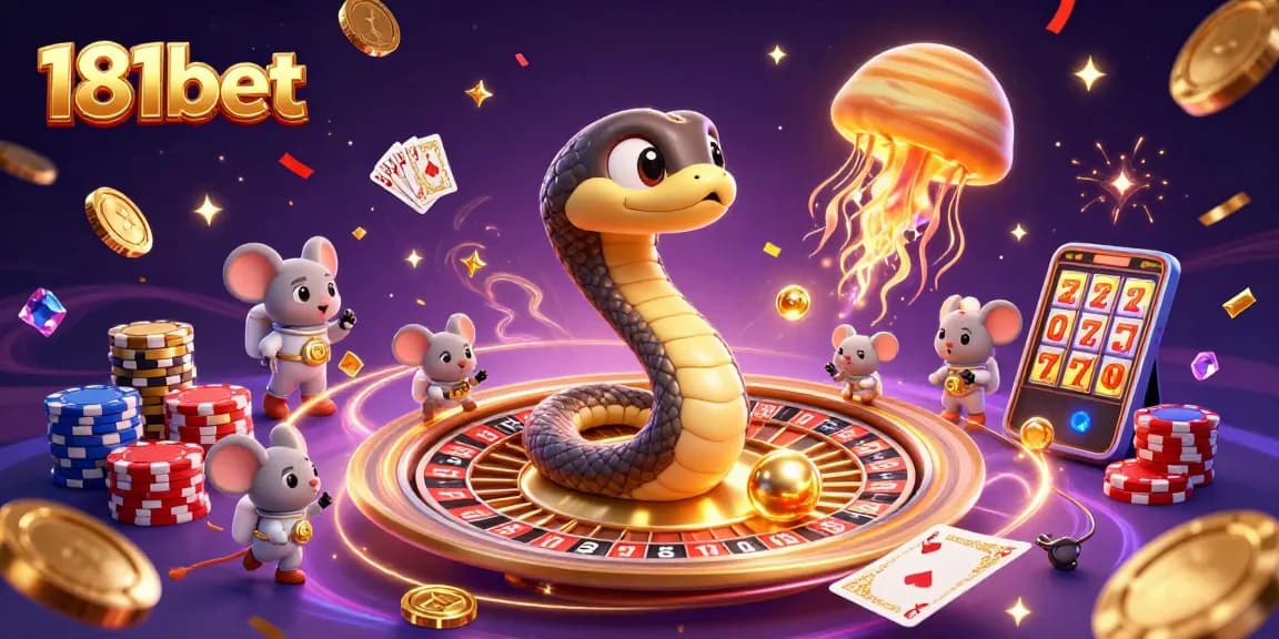 Spin to win with 181bet as a snake roulette dealer and astronaut mice betting on golden rings!