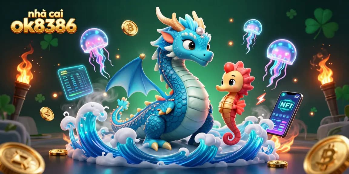 Engage with nhà cái ok8386 at a vibrant 3D casino scene showcasing thrilling game elements and colorful characters.