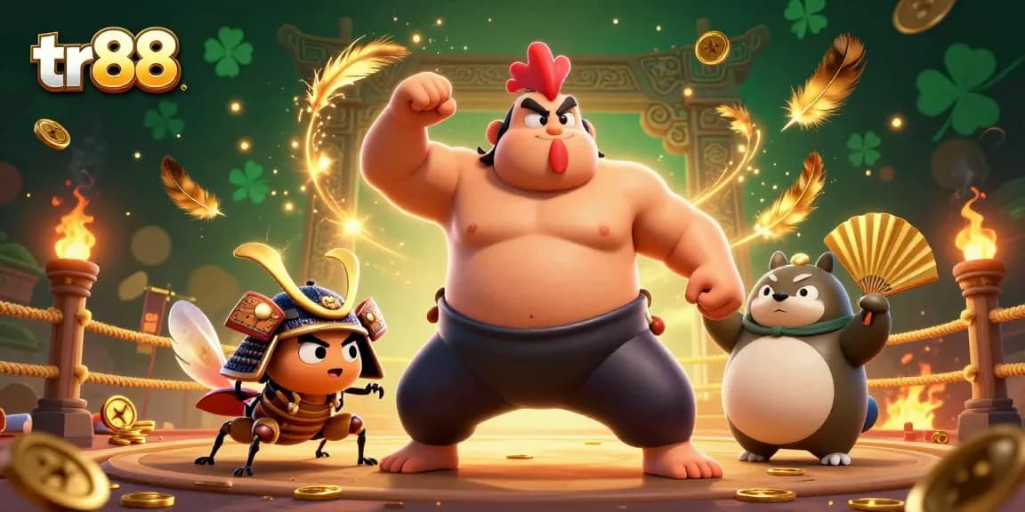 Engage with tr88 as a powerful sumo rooster and fierce samurai cricket duel in a dynamic online casino scene.