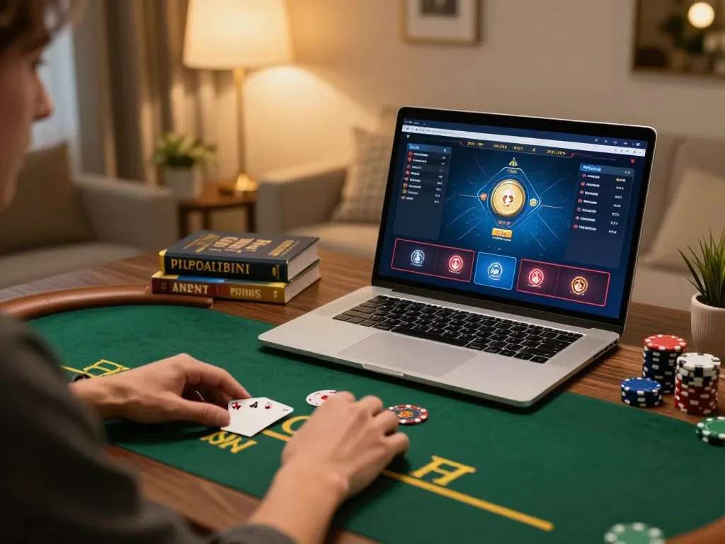 Player enjoying 789 live dealer poker strategy at a stylish home setup