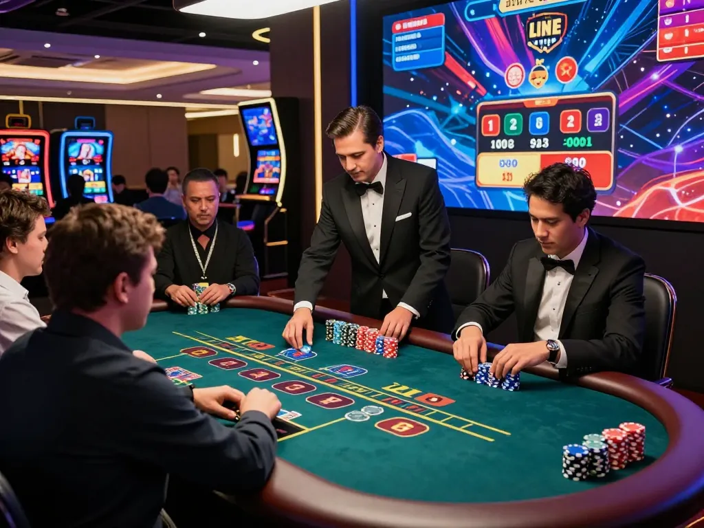 Exciting jeetbangla live casino scene with players enjoying baccarat and engaging dealers in a modern gaming environment.