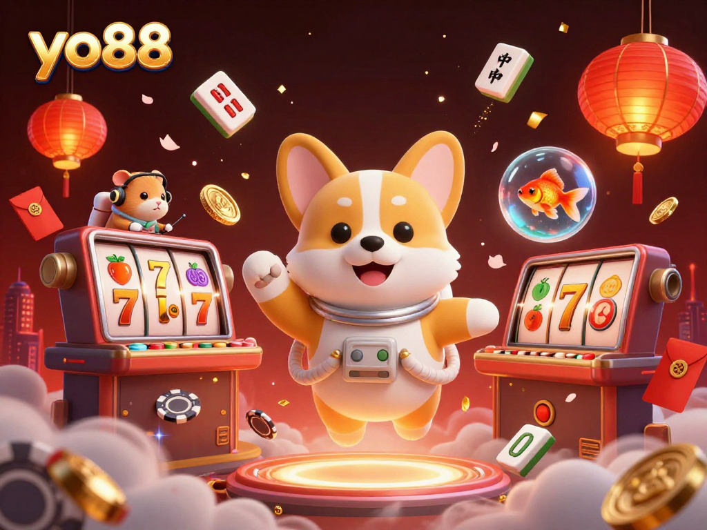 Experience the thrill of yo88 in a vibrant space casino with animated characters and exciting game elements.