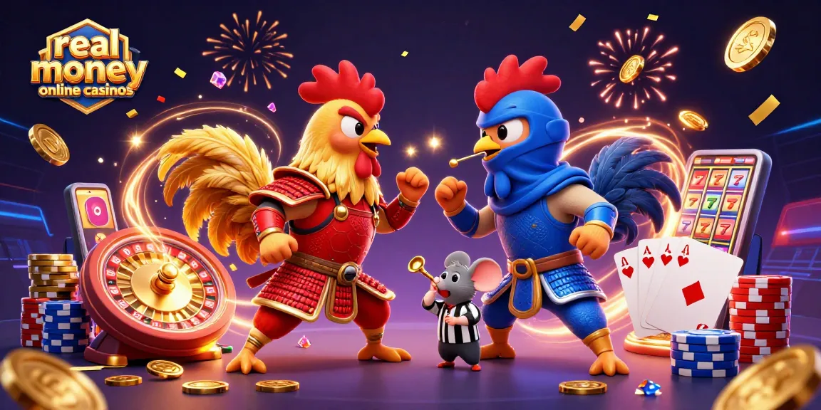 Engage with real money online casinos featuring epic roosters in combat amidst treasure and excitement.