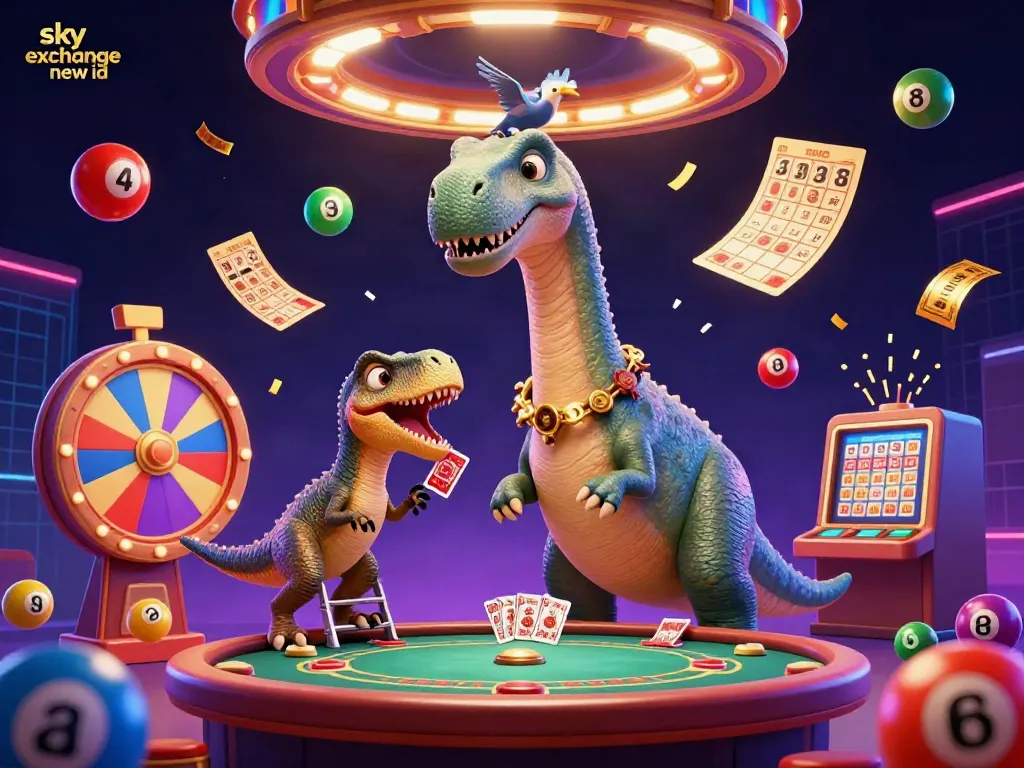 Engage with thrilling games at Sky Exchange new ID, featuring vibrant casino illustrations.