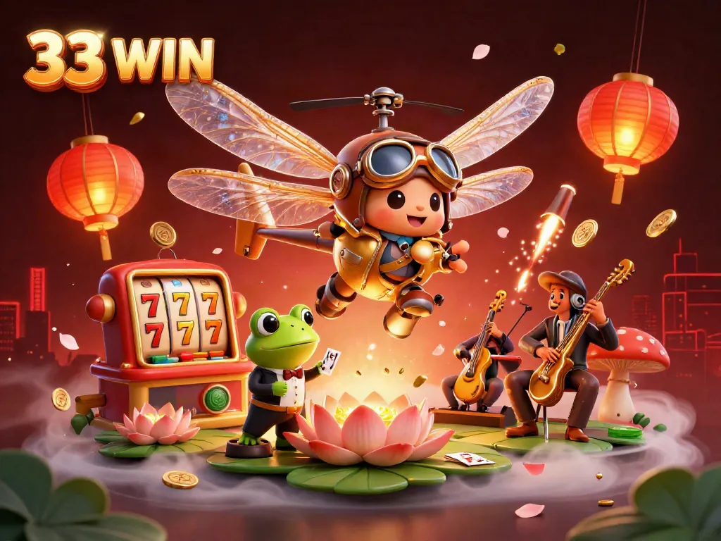 Engage with thrilling casino adventures at 33 WIN with a dragonfly pilot and a frog dealer.