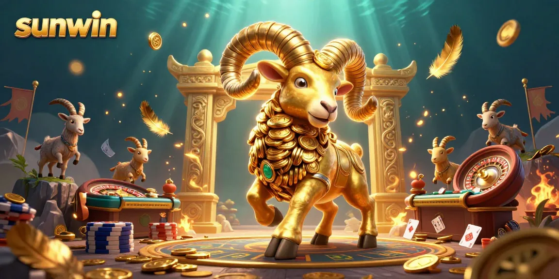 Experience betting excitement with Sunwin's vibrant casino scene featuring a golden ram.