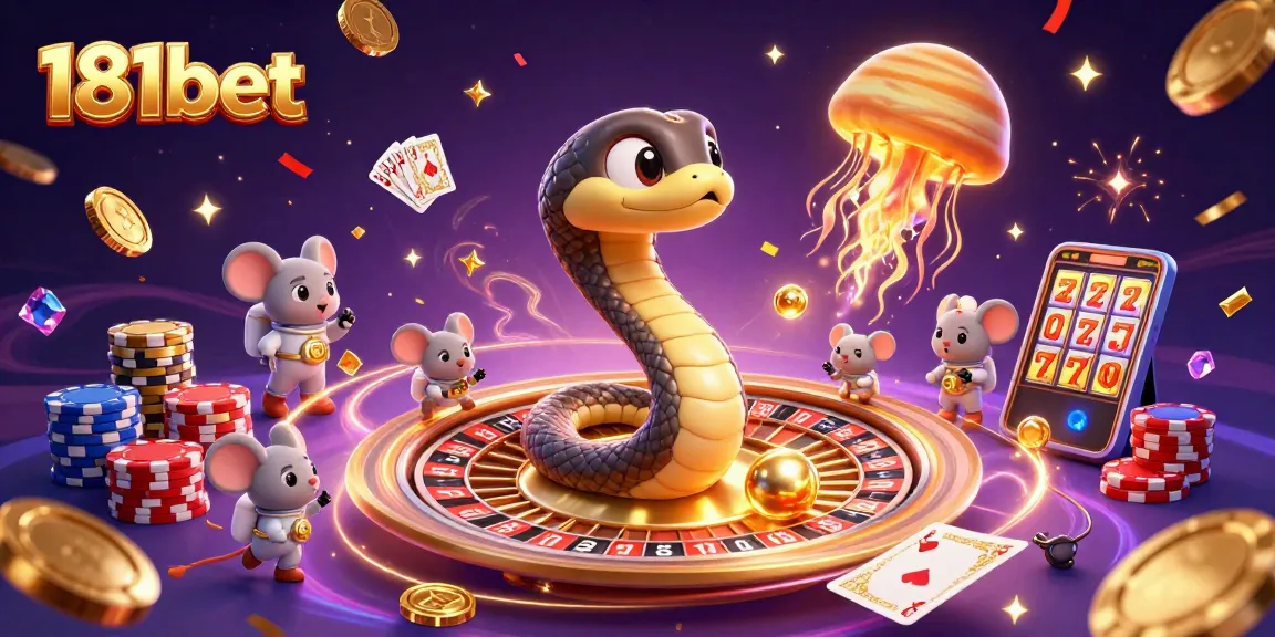 Spin to win with 181bet as a snake roulette dealer and astronaut mice betting on golden rings!