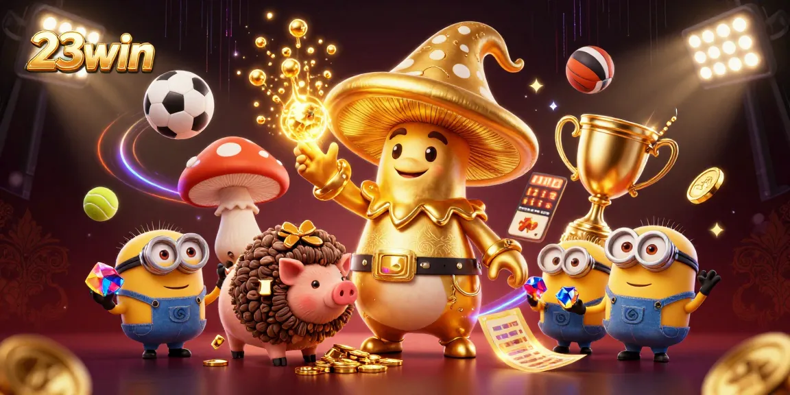 Win big with the 23win golden wizard in a magical casino adventure, showcasing vibrant game elements.