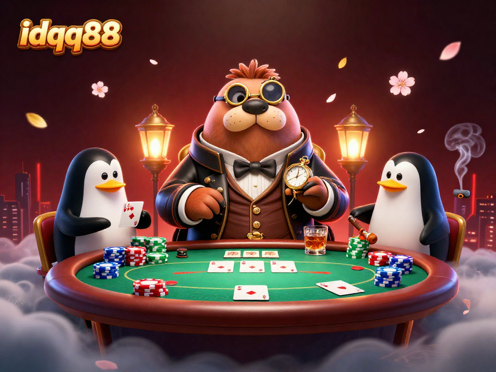 Experience thrilling poker adventures with idqq88's jolly walrus at an underwater casino!
