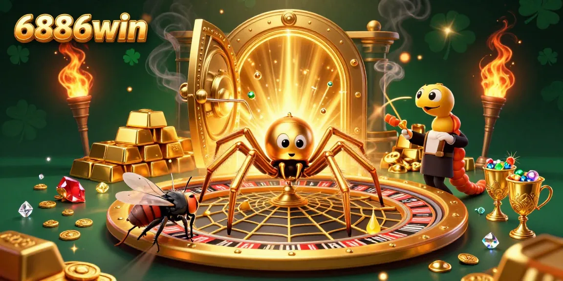 Engage in thrilling bets at 6886win with a dynamic golden spider scene representing excitement.