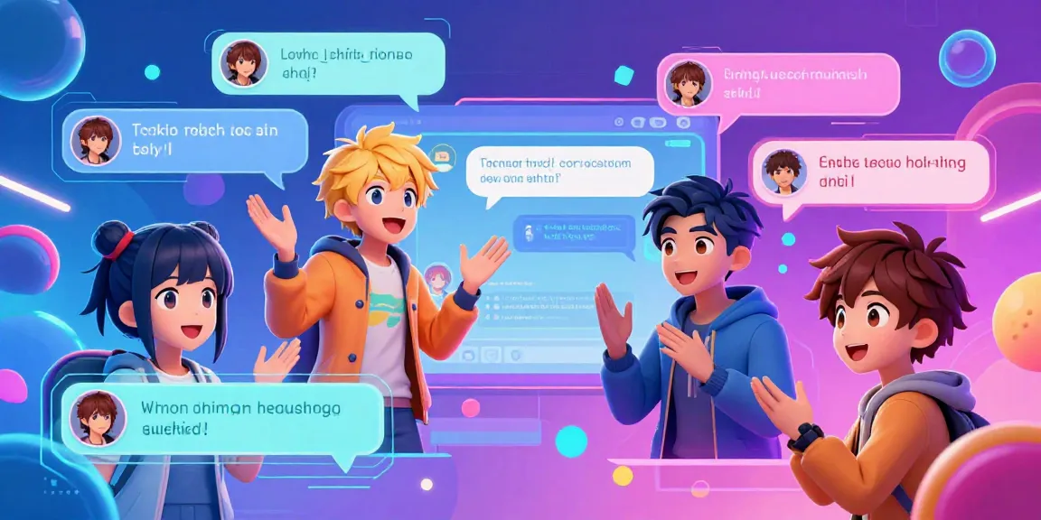Engaging AI ecchi chat scene with vibrant anime characters interacting in a colorful digital space.