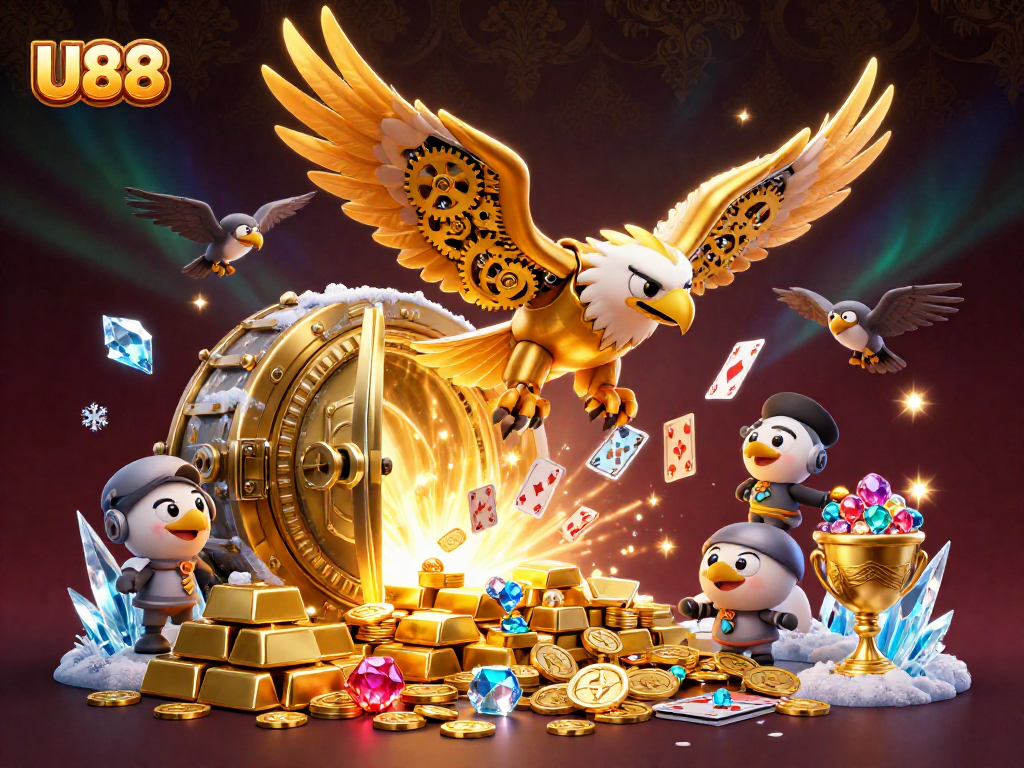 Experience thrilling wins with U88 at the online casino, featuring a golden eagle and treasure