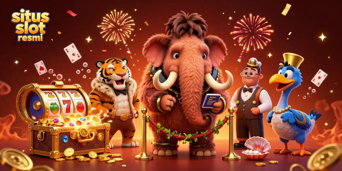 Experience excitement at situs slot resmi with a vibrant casino scene featuring animated characters.