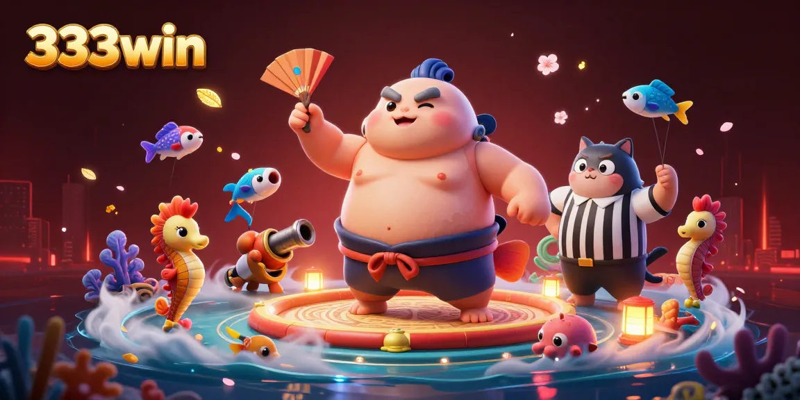 Engage with 333win as a 3D cartoon fugu dominates the underwater gaming scene with vibrant elements.