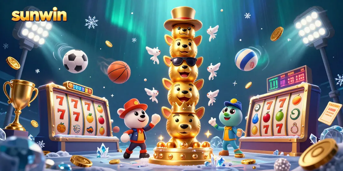 Experience the thrill of winning with sunwin's vibrant gaming illustration, showcasing dynamic casino elements.