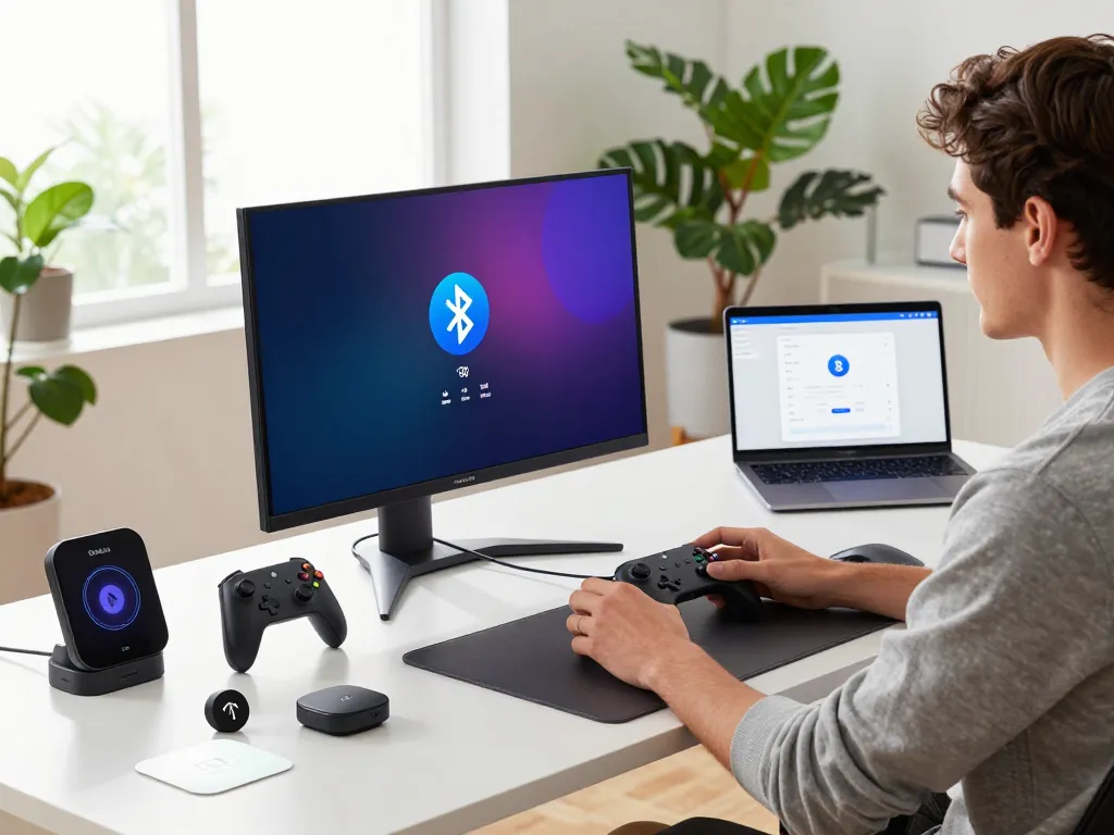 Discover trending tech gadgets in a modern workspace with Bluetooth devices.