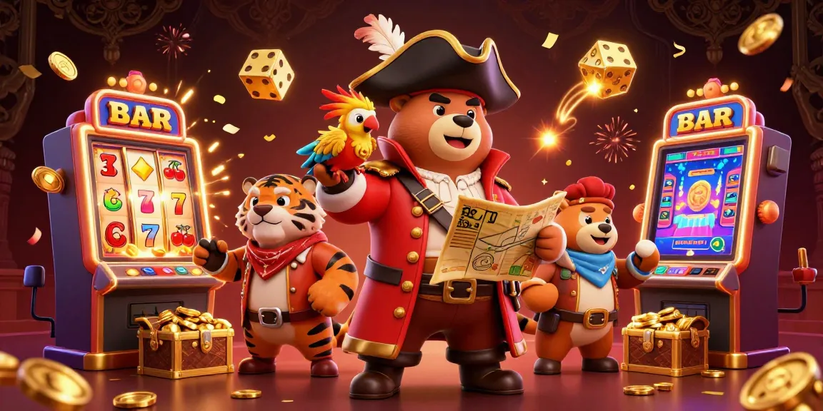 CICAKWIN showcases an exciting casino scene with vibrant 3D characters and slot machines bursting with coins