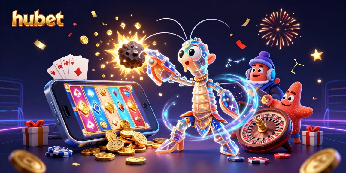 Experience the excitement of hubet with a vibrant scene featuring a galactic samurai and gaming elements.